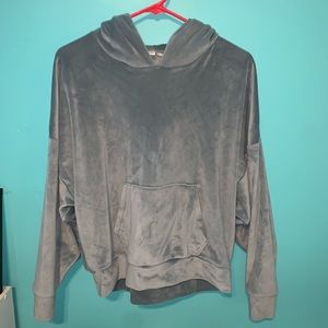 Cropped Velvet Hoodie